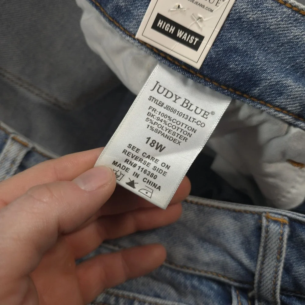 Judy Blue Jeans Womens 18W Light Wash High Rise Baggy Straight Stretch Denim NEW